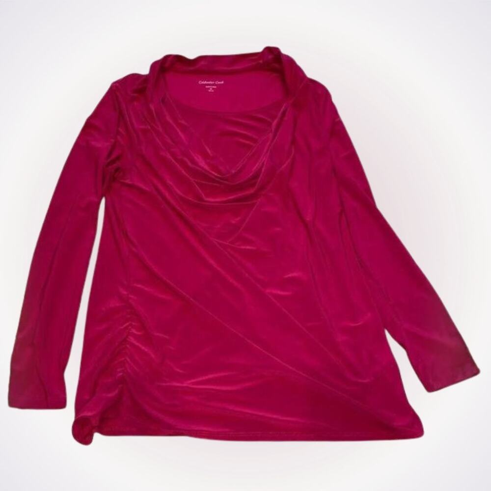 Coldwater Creek Red Cowl Neck Long Sleeve Blouse | Sz M